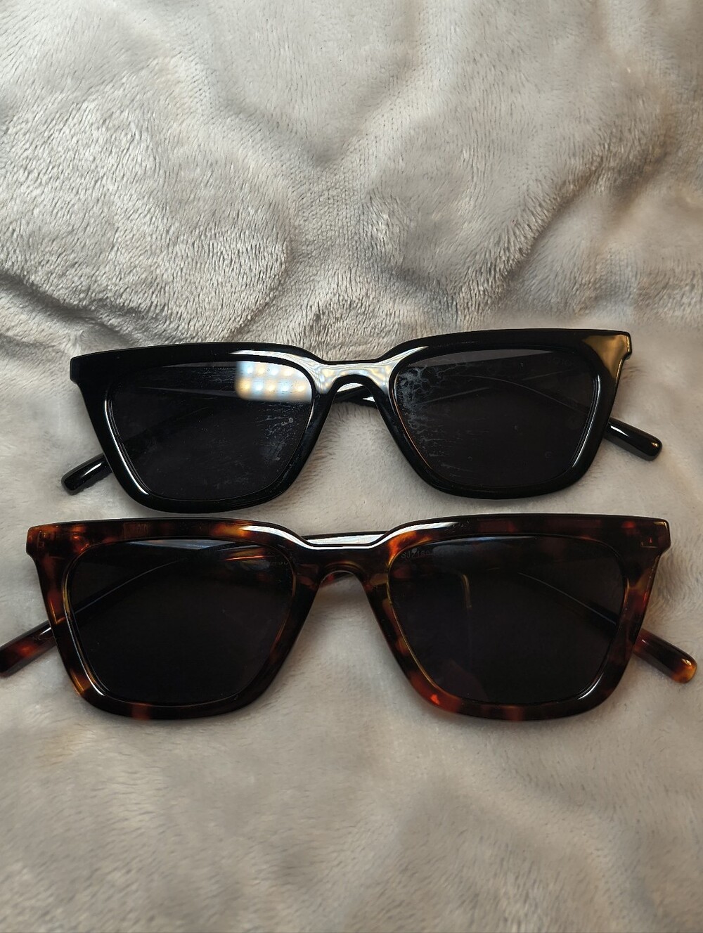 SOJOS Polarized Narrow Square Cateye Sunglasses Bundle (Tortoise Shell & Black)